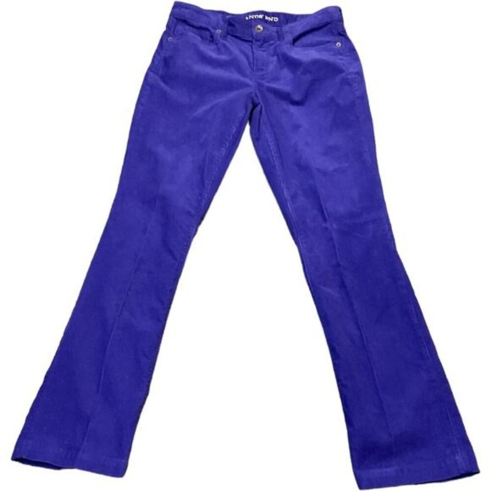 Lands End Womens Corduroy Pants Royal Blue Size 4 Regular 100% Cotton